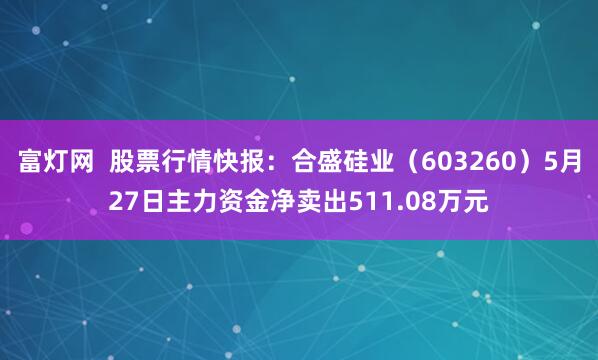 富灯网  股票行情快报：合盛硅业（603260）5月27日主力资金净卖出511.08万元