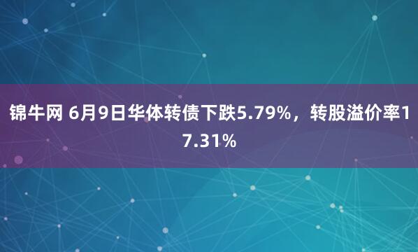 锦牛网 6月9日华体转债下跌5.79%，转股溢价率17.31%