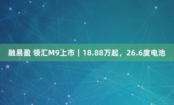 融易盈 领汇M9上市｜18.88万起，26.6度电池